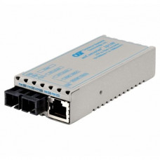 Omnitron Systems miConverter 10/100 Ethernet Fiber Media Converter RJ45 SC Single-Mode 30km Wide Temp - 1 x 10/100BASE-TX, 1 x 100BASE-LX, US AC Powered, Lifetime Warranty - RoHS, WEEE Compliance 1103-1-1W