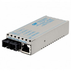 Omnitron Systems miConverter 10/100 Ethernet Fiber Media Converter RJ45 SC Single-Mode 30km Wide Temp - 1 x 10/100BASE-TX, 1 x 100BASE-LX, No Power Adapter, Lifetime Warranty - RoHS, WEEE Compliance 1103-1-0W