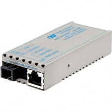 Omnitron Systems miConverter 10/100 Ethernet Single-Fiber Media Converter RJ45 SC Single-Mode BiDi 20km - 1 x 10/100BASE-TX, 1 x 100BASE-BX-D (1550/1310), US AC Powered, Lifetime Warranty - RoHS, WEEE Compliance 1111-1-1
