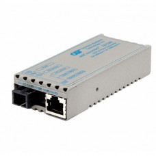 Omnitron Systems miConverter 10/100 Plus Ethernet Single-Fiber Media Converter RJ45 SC Multimode BiDi 5km - 1 x 10/100BASE-TX, 1 x 100BASE-BX (1550/1310), US AC Powered, Lifetime Warranty - RoHS, WEEE Compliance 1131-0-1