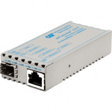 Omnitron Systems miConverter 10/100/1000 Gigabit Ethernet Fiber Media Converter RJ45 SFP - 1 x 10/100/1000BASE-T; 1 x 1000BASE-X (SFP); No Power Adapter; Lifetime Warranty - RoHS, WEEE Compliance 1239-0-9