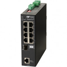 Omnitron Systems RuggedNet Managed Ruggedized Industrial Gigabit, SFP, RJ-45, Ethernet Fiber Switch - 8 x 10/100/1000BASE-T, 1 x 1000BASE-X, 2xDC Power, 5 Year Warranty 2859-0-18-2Z