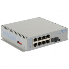 Omnitron Systems OmniConverter Unmanaged Gigabit, MM ST, RJ-45, Ethernet Fiber Switch - 8 x 10/100/1000BASE-T, 1 x 1000BASE-X, DC Power, 5 Year Warranty 2860-0-18-9Z