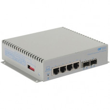 Omnitron Systems OmniConverter 10G/Sx, 2xSFP/SFP+, 4xRJ-45, 1xDC Powered Commercial Temp - 6 Ports - 2 Layer Supported - Modular - Optical Fiber, Twisted Pair - Wall Mountable, DIN Rail Mountable, Shelf Mountable, Rack-mountable - 5 Year Limited Warranty 