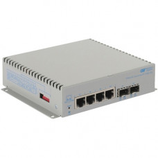 Omnitron Systems OmniConverter 10G/Sx, 2xSFP/SFP+, 4xRJ-45, 1xDC Powered Wide Temp - 6 Ports - 2 Layer Supported - Modular - Optical Fiber, Twisted Pair - Wall Mountable, DIN Rail Mountable, Shelf Mountable, Rack-mountable - 5 Year Limited Warranty 2901-0