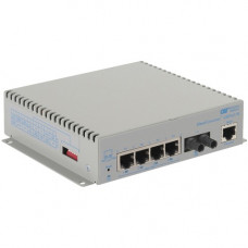 Omnitron Systems OmniConverter Managed Gigabit High Power 60W PoE, SM ST, RJ-45, Ethernet Fiber Switch - 4 x 10/100/1000BASE-T, 1 x 1000BASE-X, DC Power, 5 Year Warranty 3101-1-14-9Z
