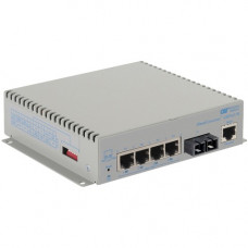Omnitron Systems OmniConverter Managed Gigabit High Power 60W PoE, SM SC, RJ-45, Ethernet Fiber Switch - 4 x 10/100/1000BASE-T, 1 x 1000BASE-X, AC Power, 5 Year Warranty 3103-2-14-1W