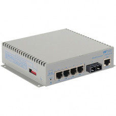 Omnitron Systems OmniConverter Managed Gigabit High Power 60W PoE, SM SC, RJ-45, Ethernet Fiber Switch - 4 x 10/100/1000BASE-T, 1 x 1000BASE-X, DC Power, 5 Year Warranty 3103-1-14-9Z