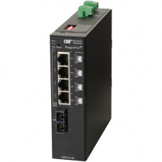 Omnitron Systems RuggedNet Unmanaged Industrial Gigabit High Power 60W PoE, SM SC, RJ-45, Ethernet Fiber Switch - 4 x 10/100/1000BASE-T, 1 x 1000BASE-X, 2xDC Power, 5 Year Warranty 3203-1-14-2Z