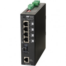 Omnitron Systems RuggedNet Managed Industrial Gigabit High Power 60W PoE, SM SC SF, RJ-45, Ethernet Fiber Switch - 4 x 10/100/1000BASE-T, 1 x 1000BASE-X, 2xDC Power, 5 Year Warranty 3310-1-14-2Z
