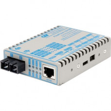 Omnitron Systems FlexPoint 10/100 Ethernet Fiber Media Converter RJ45 SC Single-Mode 30km - 1 x 10/100BASE-TX; 1 x 100BASE-LX; US AC Powered; Lifetime Warranty - RoHS, WEEE Compliance 4341-1