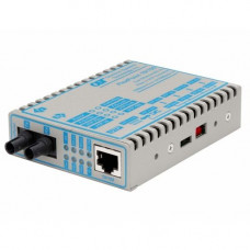 Omnitron Systems FlexPoint 10/100 Ethernet Fiber Media Converter RJ45 ST Multimode 5km Wide Temp - 1 x 10/100BASE-TX; 1 x 100BASE-FX; US AC Powered; Lifetime Warranty - RoHS, WEEE Compliance 4342-1-W