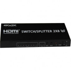 4XEM 2x8 Port HDMI video switcher/splitter - 4XEM 2x8 Port high speed HDMI video switcher/splitter fully supporting 1080p, 3D for Blu-Ray, gaming consoles and all other HDMI compatible devices 4XHDMI2X84K