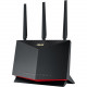 Asus RT-AX86U IEEE 802.11ax Ethernet Wireless Router - 2.40 GHz ISM Band - 5 GHz UNII Band - 4 x Antenna(1 x Internal/3 x External) - 712.50 MB/s Wireless Speed - 4 x Network Port - 2 x Broadband Port - USB - 2.5 Gigabit Ethernet - VPN Supported - Desktop