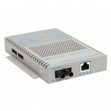 Omnitron Systems OmniConverter SL 10/100 PoE Ethernet Fiber Media Converter Switch RJ45 ST Single-Mode 30km Wide Temp - 1 x 10/100BASE-TX; 1 x 100BASE-LX; US AC Powered; Lifetime Warranty - RoHS, WEEE Compliance 9341-1-11W