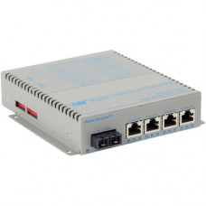 Omnitron Systems OmniConverter Unmanaged Gigabit PoE+, SM SC, RJ-45, Ethernet Fiber Switch - 4 x 10/100/1000BASE-T, 1 x 1000BASE-X, DC Power, 5 Year Warranty 9443-2-14-9Z