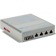Omnitron Systems OmniConverter GPoE+/SX 4x PoE+ 2x LC Multimode 550m US AC Powered - Network (RJ-45) - 4x PoE+ (RJ-45) Ports - 2 x LC Ports - Multi-mode - Gigabit Ethernet - 1000Base-T, 1000Base-SX - Desktop, Wall Mountable, Rail-mountable, Standalone 944