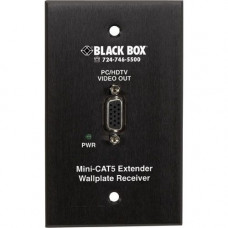 Black Box Mini CAT5 VGA Extender Receiver in Wallplate - 1 Output Device - 500 ft Range - 1 x Network (RJ-45) - 1 x VGA Out - 1920 x 1440 - Category 6 - Wall Mountable - WEEE Compliance AC504A-WP-R