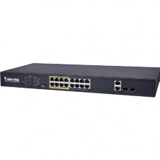 Vivotek 16xFE PoE + 2xGE Combo Unmanaged Switch - 18 Ports - Gigabit Ethernet, Fast Ethernet - 10/100/1000Base-T, 100/1000Base-X, 10/100Base-T - 2 Layer Supported - Modular - 2 SFP Slots - AC Adapter - 250 W PoE Budget - Twisted Pair, Optical Fiber - PoE 