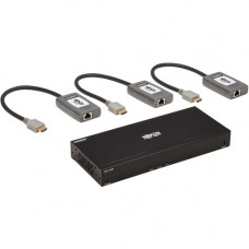 Tripp Lite B127A-2A0-BH Video Extender Transmitter/Receiver - 1 Input Device - 3 Output Device - 230 ft Range - 7 x Network (RJ-45) - 1 x HDMI In - 2 x HDMI Out - 4K UHD - 3840 x 2160 - Twisted Pair - Category 6 - TAA Compliant - TAA Compliance B127A-004-