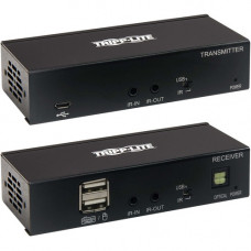 Tripp Lite DisplayPort Over Cat6 Extender Kit KVM Support USB 4K PoC TAA - 2 Computer(s) - 1 Local User(s) - 2 Remote User(s) - 230 ft Range - 4K - 3840 x 2160 Maximum Video Resolution - 2 x Network (RJ-45) - 3 x USB - 1 x HDMI - DisplayPort - 120 V AC, 2