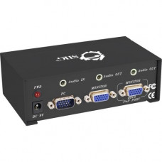 SIIG 1x2 VGA & Audio Splitter - 1 x HD-15 VGA In, 1 x Mini-phone Stereo Audio In, 2 x HD-15 VGA Out, 2 x Mini-phone Stereo Audio Out - 2048 x 1536 - QXGA CE-VG0C11-S1