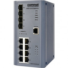 Comnet Layer 2 Managed Ethernet PoE Switch - 8 Ports - Manageable - 2 Layer Supported - Modular - Twisted Pair, Optical Fiber - DIN Rail Mountable, Wall Mountable - Lifetime Limited Warranty CNGE12FX4TX8MS