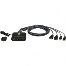 ATEN CS22HF 2-Port USB FHD HDMI Cable KVM Switch - 2 Computer(s) - 1 Local User(s) - 1920 x 1200 - 4 x USB - 3 x HDMI - Desktop CS22HF