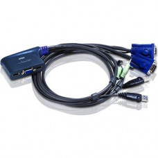 ATEN CS62U 2-Port KVM Switch - 2 x 1 - 2 x Type A USB, 2 x HD-15 Video CS62U