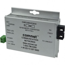 Comnet Commercial Grade 100Mbps Media Converter with 48V POE, Mini, "B" Unit - Network (RJ-45) - 1x PoE+ (RJ-45) Ports - 1 x ST Ports - Multi-mode - Fast Ethernet - 10/100Base-TX, 100Base-FX - Desktop, Rail-mountable - TAA Compliance CWFE1002BPO