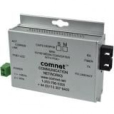 Comnet Commercial Grade 100Mbps Media Converter with 48V POE, Mini, "A" Unit - Network (RJ-45) - 1x PoE+ (RJ-45) Ports - 1 x ST Ports - DuplexST Port - Single-mode - Fast Ethernet - 10/100Base-TX, 100Base-FX - Rail-mountable - TAA Compliance CWF