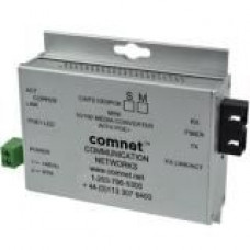 Comnet Commercial Grade 100Mbps Media Converter with 48V POE, Mini, "B" Unit - Network (RJ-45) - 1x PoE+ (RJ-45) Ports - 1 x ST Ports - Single-mode - Fast Ethernet - 10/100Base-TX, 100Base-FX - Desktop, Rail-mountable - TAA Compliance CWFE1002BP