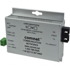 Comnet Commercial Grade 100Mbps Media Converter with 48V POE, Mini, "B" Unit - Network (RJ-45) - 1x PoE+ (RJ-45) Ports - 1 x SC Ports - Multi-mode - Fast Ethernet - 10/100Base-TX, 100Base-FX - Desktop, Rail-mountable - TAA Compliance CWFE1004BPO