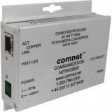 Comnet Commercial Grade 100Mbps Media Converter with 48V POE, Mini, SFP Required - 1x PoE+ (RJ-45) Ports - Fast Ethernet - 100Base-X, 10/100Base-T - 1 x Expansion Slots - SFP - 1 x SFP Slots - Rail-mountable, Desktop - TAA Compliance CWMCFESFPPOE60/M