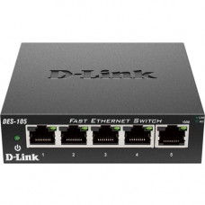 D-Link DES-105 5-Port 10/100 Unmanaged Metal Desktop Switch - 5-Port 10/100 Unmanaged Metal Desktop Switch-RoHS Compliance DES-105