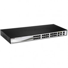 D-Link 24-Port Fast Ethernet PoE Smart Switch - 24 Ports - Manageable - 2 Layer Supported - Twisted Pair, Optical Fiber - PoE Ports - Desktop DES-1210-28P