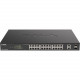 D-Link 26-Port Gigabit Smart Managed PoE Switch - 24 Ports - Manageable - Gigabit Ethernet - 10/100/1000Base-T, 1000Base-X - 2 Layer Supported - Modular - 2 SFP Slots - Power Supply - 38.40 W Power Consumption - 525 W PoE Budget - Optical Fiber, Twisted P