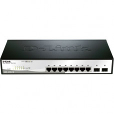 D-Link 10-Port Gigabit Web Smart Switch Including 2 Gigabit SFP Ports - 8 Ports - Manageable - 3 Layer Supported - Twisted Pair, Optical Fiber - 1U High - Rack-mountable, Desktop DGS-1210-10