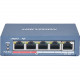 Hikvision Unmanaged Ethernet PoE Switch - 5 Ports - 2 Layer Supported - Twisted Pair - Desktop, Wall Mountable - 1 Year Limited Warranty - TAA Compliance DS-3E0105P-E2