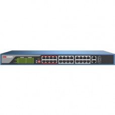 Hikvision Unmanaged L2 PoE Switch - 26 Ports - 2 Layer Supported - Modular - Twisted Pair, Optical Fiber - TAA Compliance DS-3E0326P-E