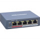 Hikvision 4 Port Fast Ethernet Smart PoE Switch - 4 Ports - Manageable - 2 Layer Supported - 60 W PoE Budget - Twisted Pair - PoE Ports - TAA Compliance DS-3E1105P-EI