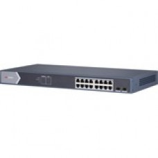 Hikvision Smart Managed 16-Port Gigabit PoE Switch - 16 Ports - Manageable - Gigabit Ethernet - 1000Base-T, 1000Base-X - 2 Layer Supported - Modular - 2 SFP Slots - Power Supply - 250 W Power Consumption - 225 W PoE Budget - Optical Fiber, Twisted Pair - 