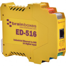 Brainboxes - Ethernet to 16 Digital Inputs + RS485 Gateway - Twisted Pair - 1 x Network (RJ-45) - 1 x Serial Port - 10/100Base-TX - Fast Ethernet - Rail-mountable - TAA Compliant - RoHS, WEEE Compliance ED-516