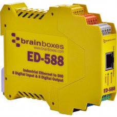 Brainboxes Ethernet to 8 Digital Inputs and 8 Digital Outputs + RS485 Gateway - 1 x Network (RJ-45) - Fast Ethernet - 10/100Base-T - Rail-mountable ED-588-X50M