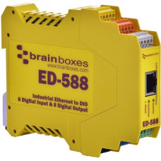 Brainboxes - Ethernet to 8 Digital Inputs and 8 Digital Outputs + RS485 Gateway - 1 x Network (RJ-45) - Fast Ethernet - 10/100Base-T - Rail-mountable - RoHS, WEEE Compliance ED-588