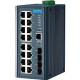 Advantech 16GE+4SFP Port Gigabit Managed Redundant Industrial Switch - 16 Ports - Manageable - 2 Layer Supported - Modular - Twisted Pair, Optical Fiber - DIN Rail Mountable, Wall Mountable - 5 Year Limited Warranty EKI-7720G-4FI-AE