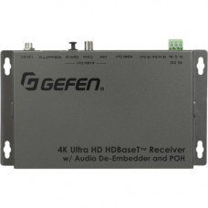 Gefen 4K Ultra HD HDBaseT Receiver w/ Audio De-Embedder and POH - 1 Output Device - 230 ft Range - 1 x Network (RJ-45) - 1 x HDMI Out - Serial Port - 4K - 3840 x 2160 - Twisted Pair - Category 5 EXT-UHDA-HBTL-RX