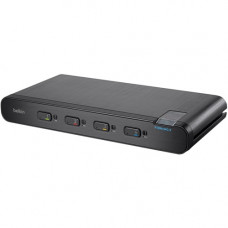 Belkin Advanced Secure DVI-I KVM Switch; 4-Port Plus - 4 Computer(s) - 1 Local User(s) - 2560 x 1600 - 2 x PS/2 Port - 11 x USB - 5 x DVI - Desktop, Under Table, Wall Mountable - TAA Compliance F1DN104C-3