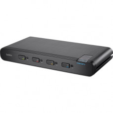 Belkin Advanced Secure Ultra High Def KVM Switch; 4-Port Plus - 4 Computer(s) - 1 Local User(s) - 3840 x 2160 - 2 x PS/2 Port - 11 x USB - Desktop, Wall Mountable, Under Table - 5 x DisplayPort - TAA Compliance F1DN104P-3