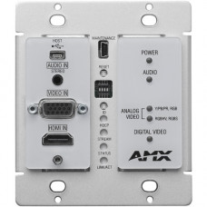 Harman International Industries AMX N2300 Series 4K UHD Video Over IP Decor Style Wallplate Encoder with KVM, PoE - 2 Computer(s) - 4K - 4096 x 2160 Maximum Video Resolution - 1 x Network (RJ-45) - 2 x USB - 1 x HDMI - 1 x VGA - Wall Plate FGN2315-WP-WH